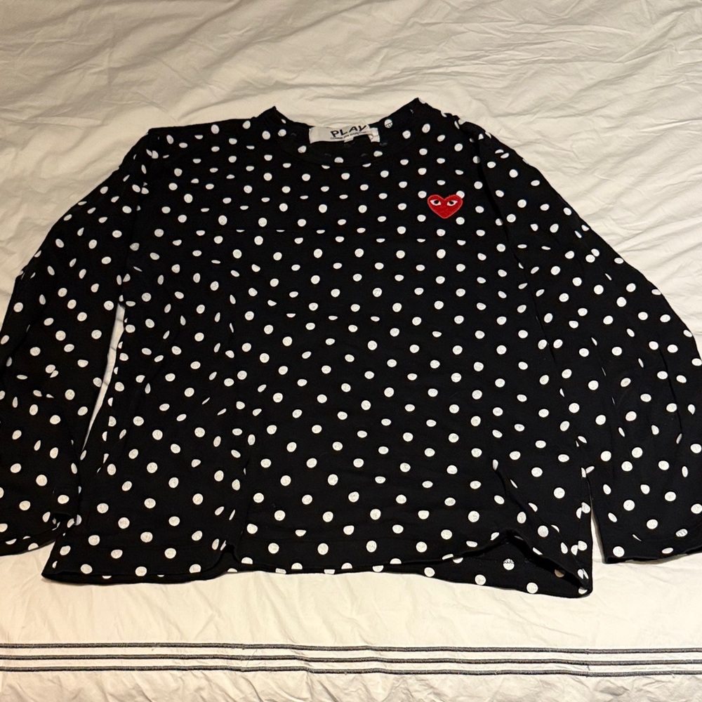 Comme des Garcons Black and White Polka Dot Long Sleeve Tee